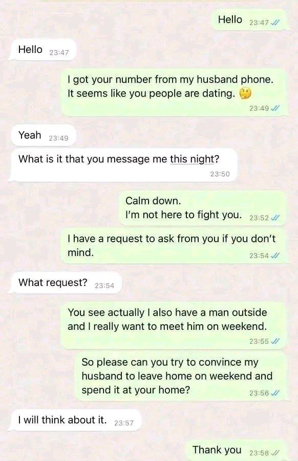 Hello hello 23,47 got your number from my husband phone. it seems like you peopl