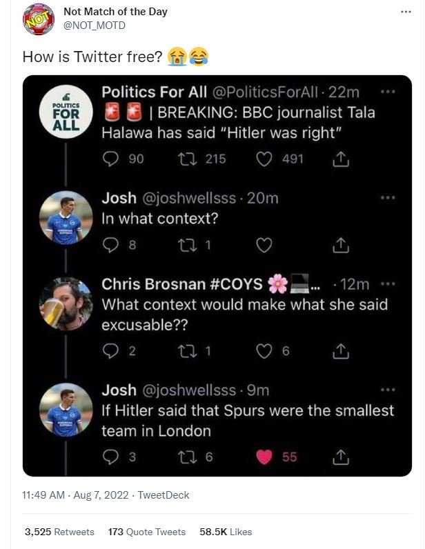 Not match of the day not_motd how is twitter free? 6 politics for ail politicsfo