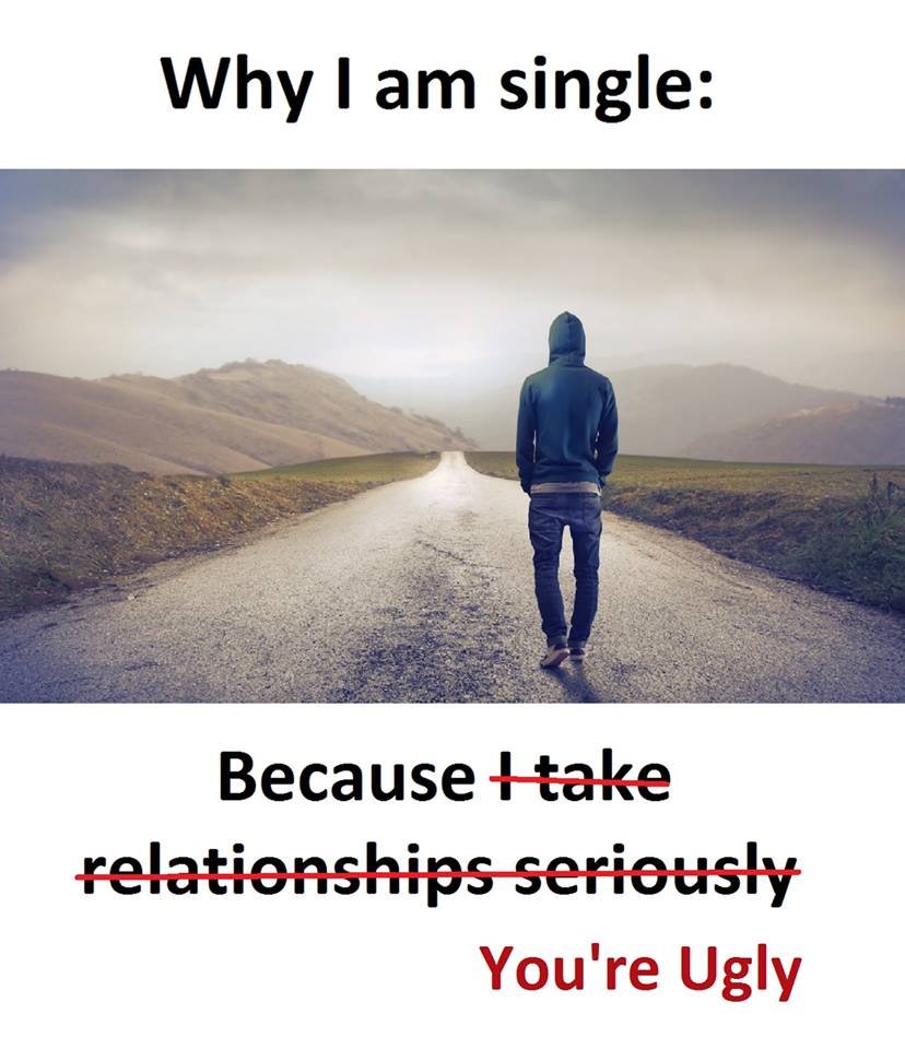 Why am single because take relationships seriousły you're ugly