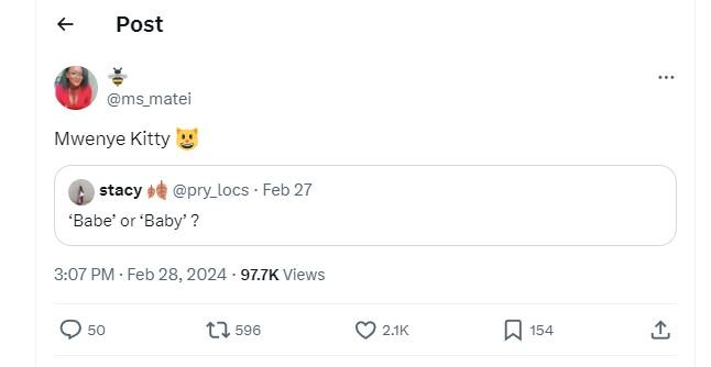 Post ms_matei mwenye kitty stacy pry_locs feb 27 babe' baby' 3.07 pm feb 28, 97.