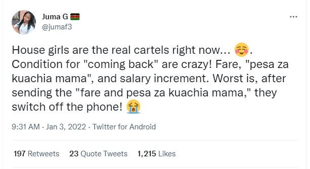 Juma G jumaf3 House girls are the real cartels right now. Condition for coming b