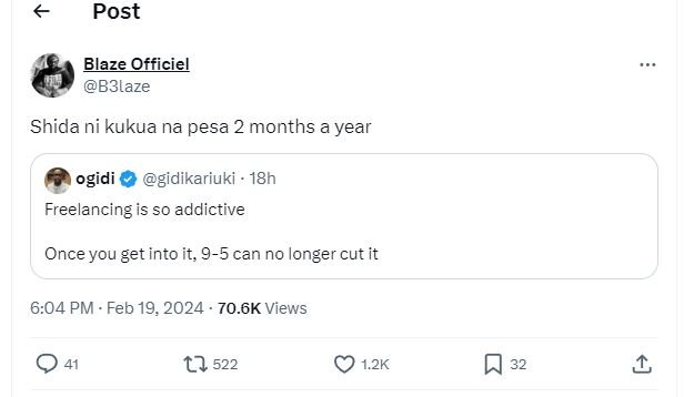 Post blaze officiel b3laze shida ni kukua na pesa 2 months a year ogidi gidikari