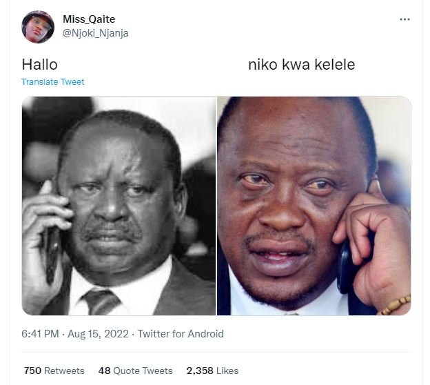 Miss_qaite njoki_niania hallo translate tweer niko kwa kelele 641 pm . aug 15, t