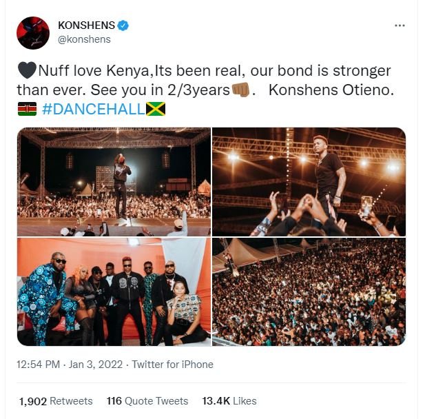 KONSHENS konshens Nuff love Kenya,Its been real, our bond is stronger than ever.