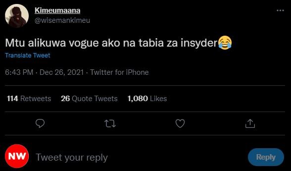 Kimeumaana wisemankimeu Mtu alikuwa vogue ako na tabia za insyder Translate Twee