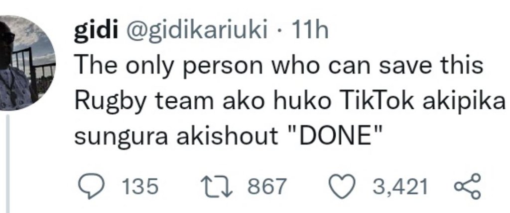 Gidi gidikariuki 11h the only person who can save this rugby team ako huko tikto