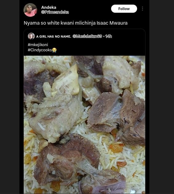 Andeka pdmicandaka follow nyama so white kwani mlichinja isaac mwaura girl has n