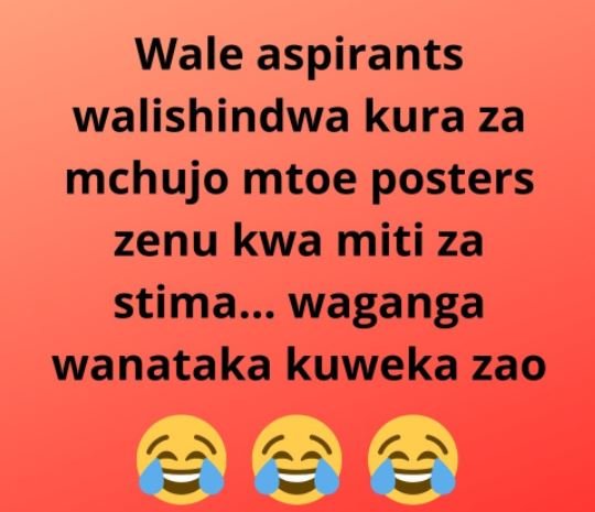 Wale aspirants walishindwa kura za mchujo mtoe posters zenu kwa miti za stima. w
