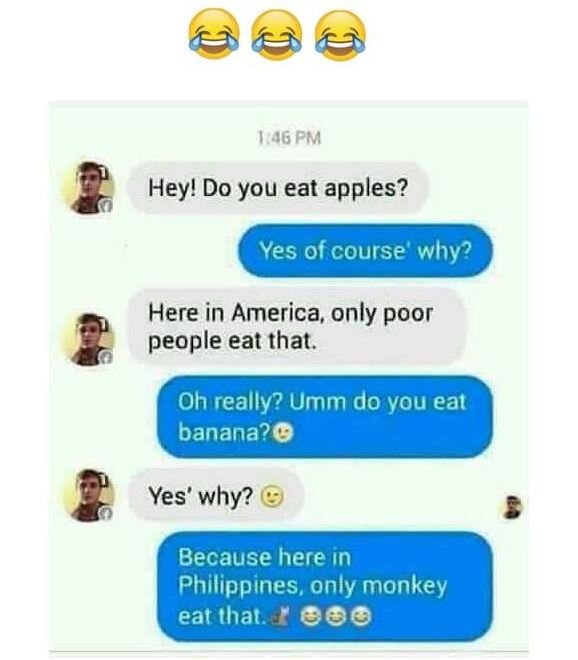 14g pm hey! do you eat apples? yes of course' why? here in america only poor peo