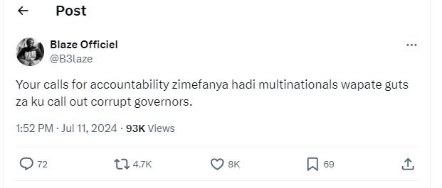 Post blaze officiel b3laze your calls for accountability zimefanya hadi multinat