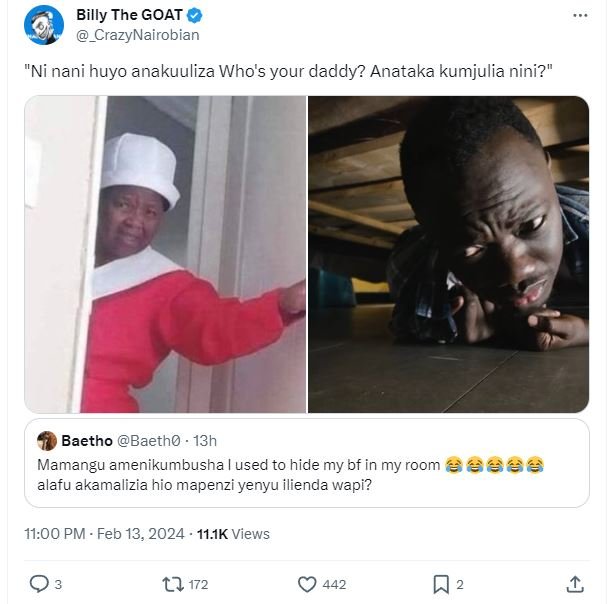 Billy the goat _crazynairobian ni nani huyo anakuuliza who's your daddy? anataka