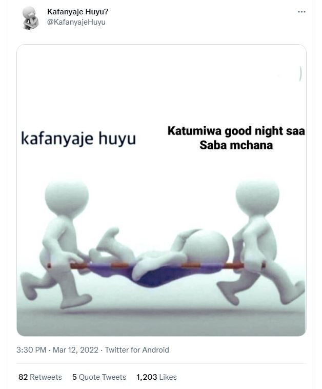 Kafanyaje huyu? kafanyajehuyu katumiwa good night saa saba mchana kafanyaje huyu