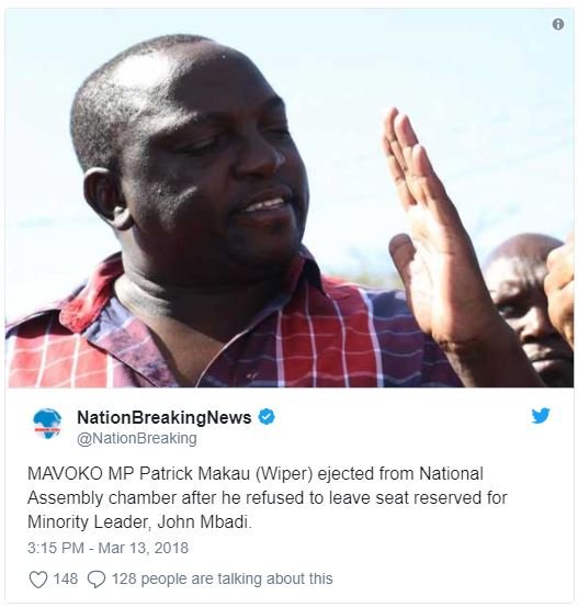 Nationbreakingnews nationbreaking mavoko mp patrick makau wiper ejected from nat