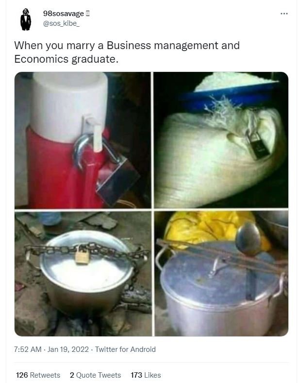g8sosavage sos_kibe When you marry a Business management and Economics graduate.