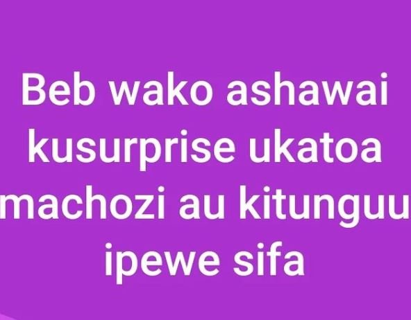 Beb wako ashawai kusurprise ukatoa machozi au kitunguu ipewe sifa