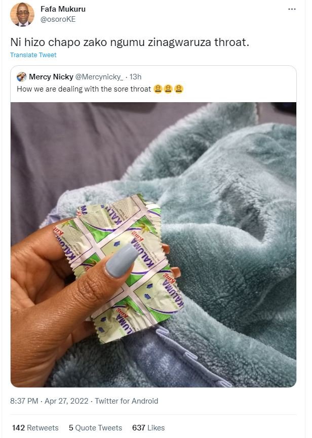 Fafa mukuru osoroke ni hizo chapo zako ngumu zinagwaruza throat translate tweet