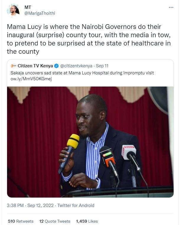 Mt marigathoithi mama lucy is where the nairobi governors do their inaugural sur