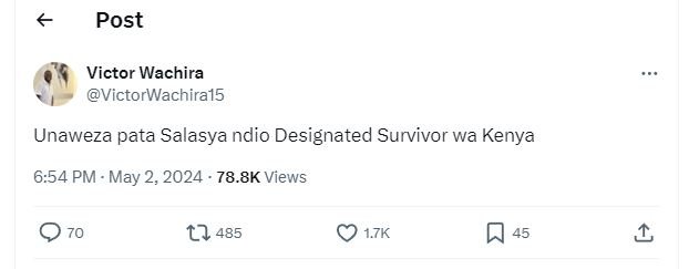 Post victor wachira victorwachira15 unaweza pata salasya ndio designated survivo