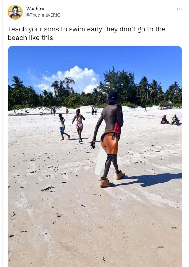 Wachira. thee_maveric teach your sons to swim early they don't g0 to the beach l