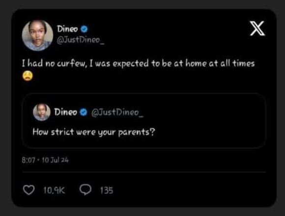 Dineo justdinco ihad no curfew was expected tobe cthome at cll times dineo justd