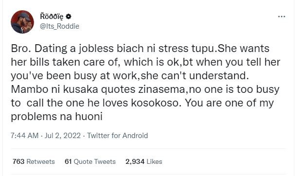Jmię its_roddie bro. dating a jobless biach ni stress tupu.she wants her bills t