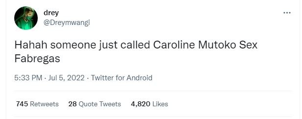 Drey dreymwangi hahah someone just called caroline mutoko sex fabregas 5.33 pm j