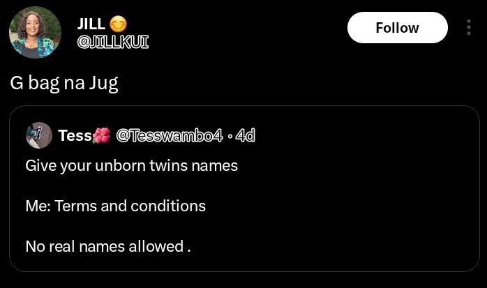 Jill jillkui follow bag na jug tess tesswambo4 4q give your unborn twins names m