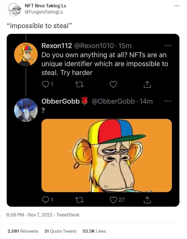 Nft bros taking ls fungerstakingls 'impossible to steal rexon112 rexon1010 15m d
