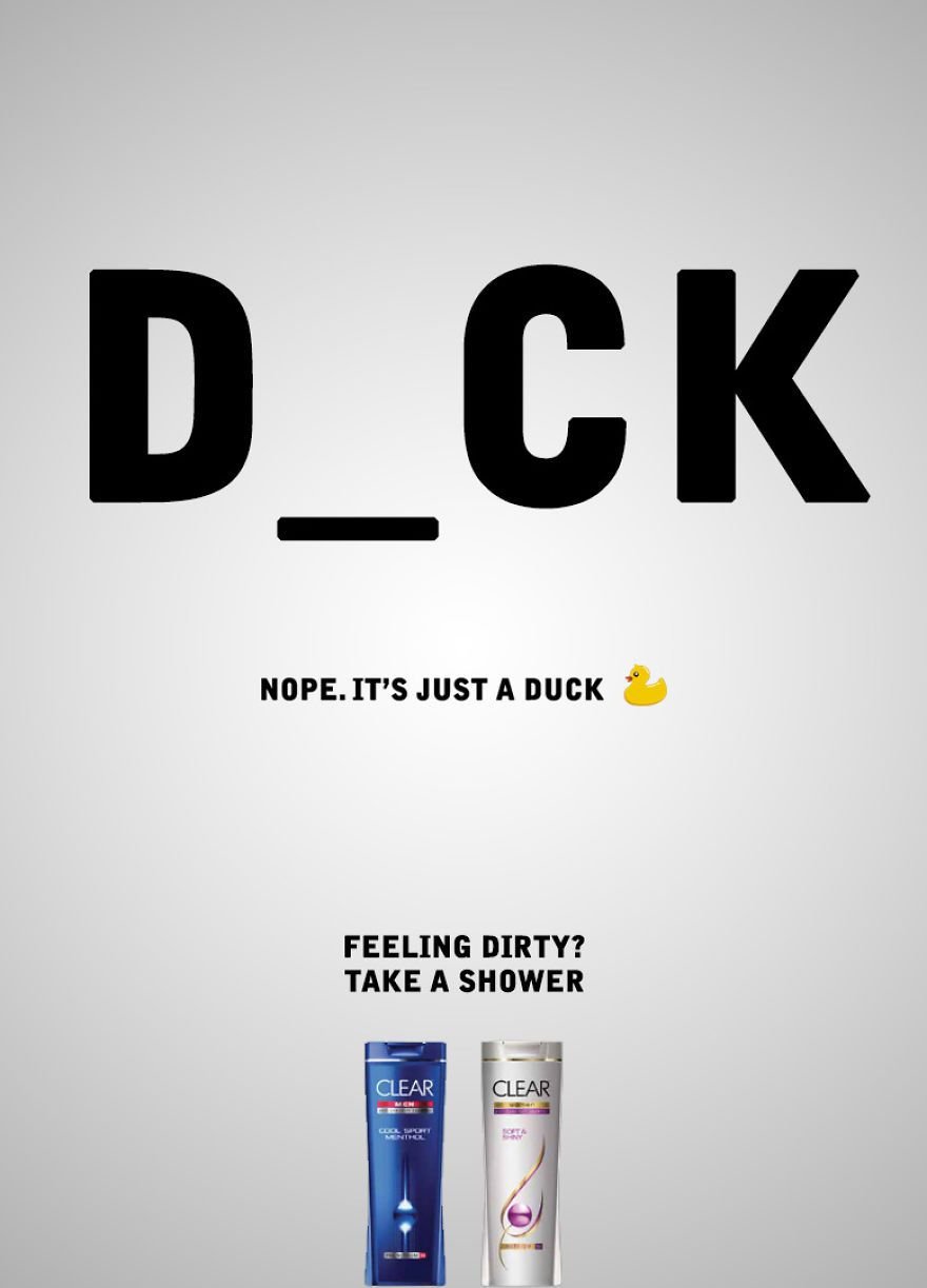 D_ck nope.it's just a duck feeling dirty? take a shower clear clear
