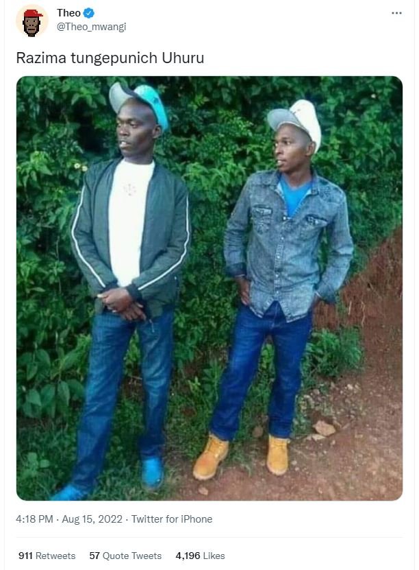 Theo theo_mwangi razima tungepunich uhuru 418 pm aug 15, twitter for iphone 911