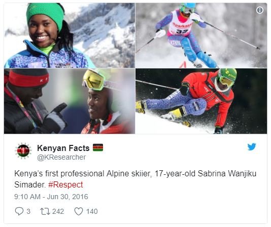 Kenyan facts kresearcher kenya's first professional alpine skiier 17yearold sabr