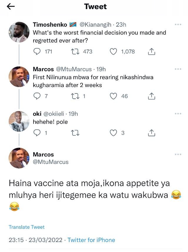 Tweet timoshenko kianangih 23h what's the worst financial decision you made and