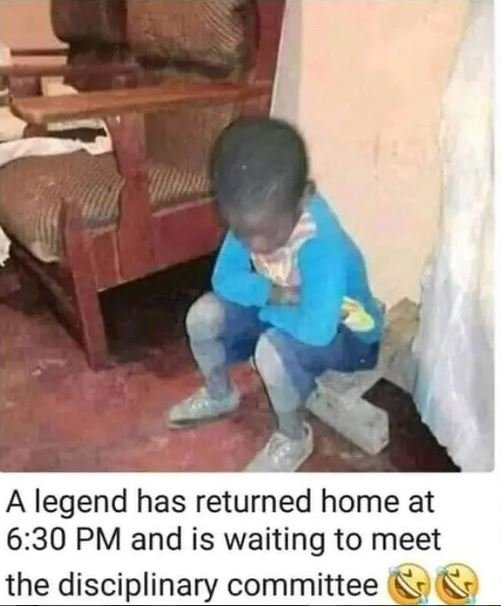 A legend has returned home at 6.30 pm and is waiting to meet the disciplinary co