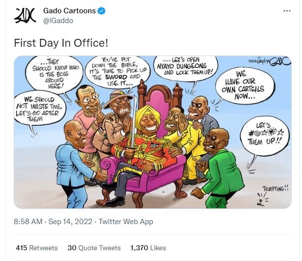 Gado cartoons adk igaddo first day in office! juer yove ft let's open biele uotg