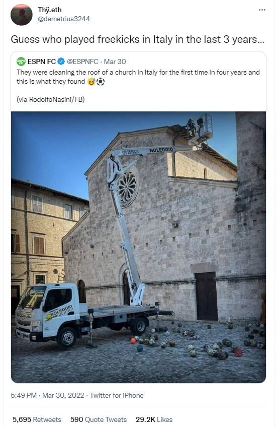 Thj eth demetrius3244 guess who played freekicks in italy in the last 3 years .