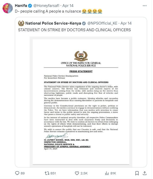 Hanifa honeyfarsafi apr 14 d people calling peop nuisance fff national police se