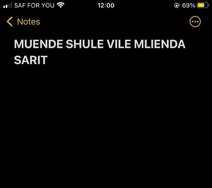 Saf for you 1200 69 notes muende shule vile mlienda sarit