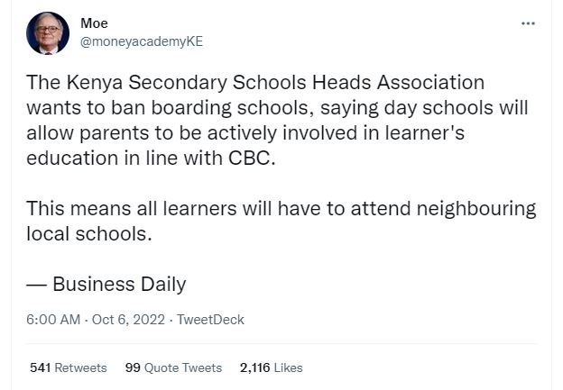 Moe moneyacademyke the kenya secondary schools heads association wants to ban bo