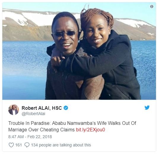 Robert alai hsc robertalai trouble in paradise ababu namwamba' s wife walks out