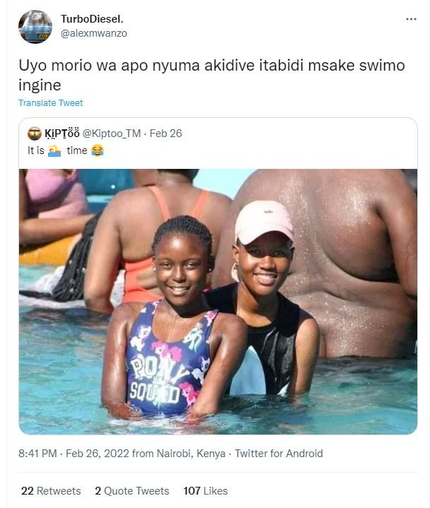 Turbodiesel. alexmwanzo uyo morio wa apo nyuma akidive itabidi msake swimo ingin