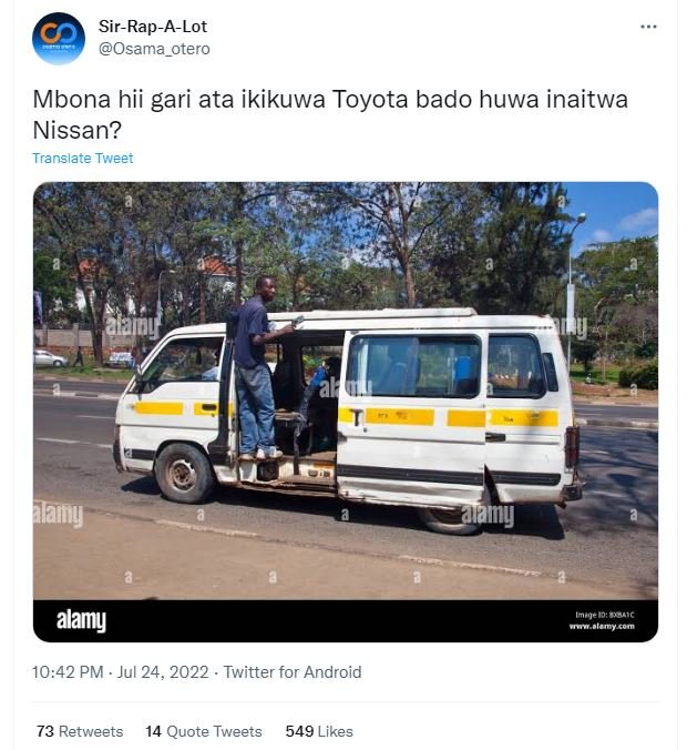 Sirrapalot osama_otero mbona hii gari ata ikikuwa toyota bado huwa inaitwa nissa