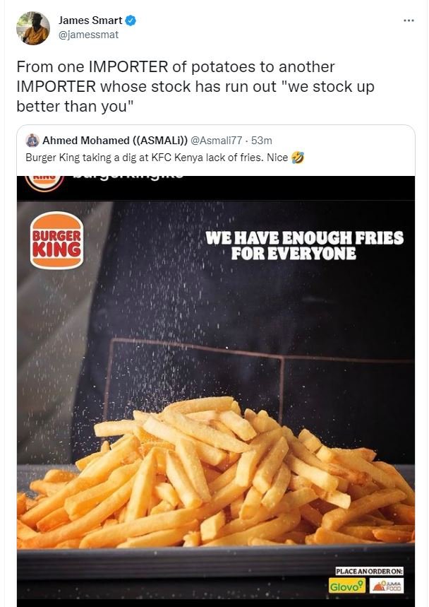 James Smart jamessmat From one IMPORTER of potatoes to another IMPORTER whose st