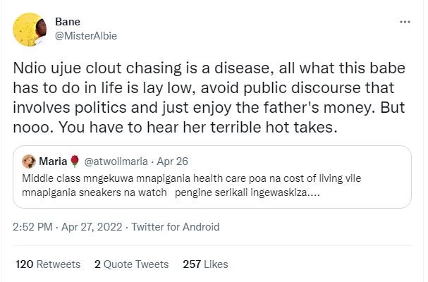 Bane misteralbie ndio ujue clout chasing is a disease all what this babe has to