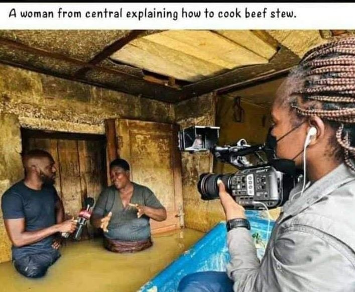 Woman from central explaining how to cook beef stew.