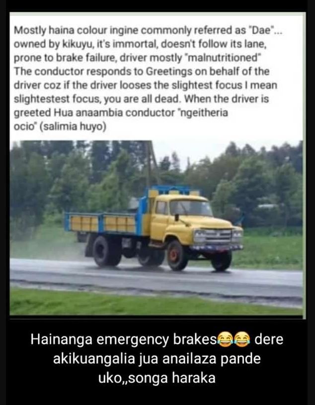 Mostly haina colour ingine commonly referred as dae owned by kikuyu, its immorta