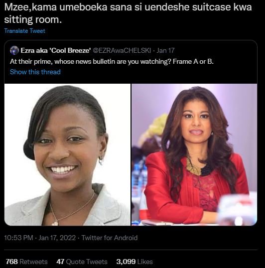 Mzee,kama umeboeka sana si uendeshe suitcase kwa sitting room. Translate Tweet E