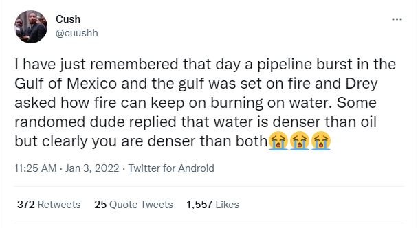 Cush cuushh have just remembered that day a pipeline burst in the Gulf of Mexico