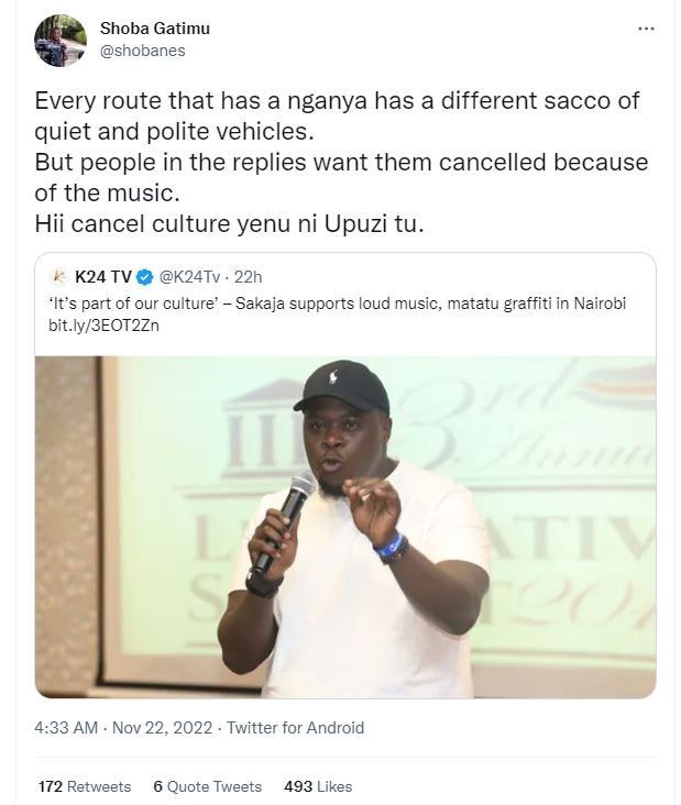 Shoba gatimu shobanes every route that has a nganya has a different sacco of qui