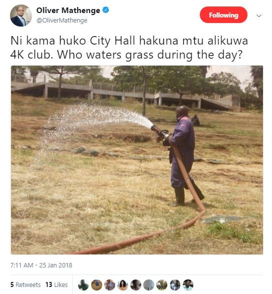 Oliver mathenge olivermathenge following ni kama huko city hall hakuna mtu aliku