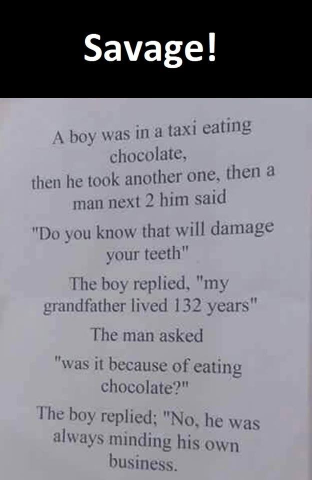 Savage! boy was in a taxi eating chocolate, then he took another one then a man